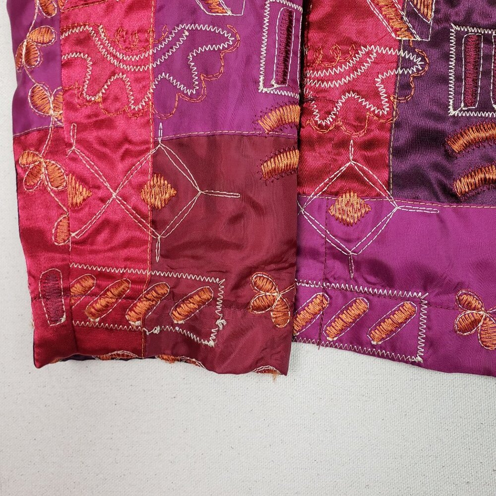 French Laundry Red Quilted Embroidered Button-Up Patchwork Jacket Sz S EXCELLENT - Picture 5 of 12